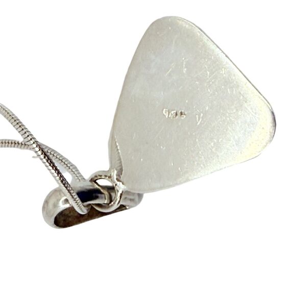 Larimar Triangle Pendant Necklace 24" 925 Sterling Silver Blue Crystal Stone - Picture 12 of 15